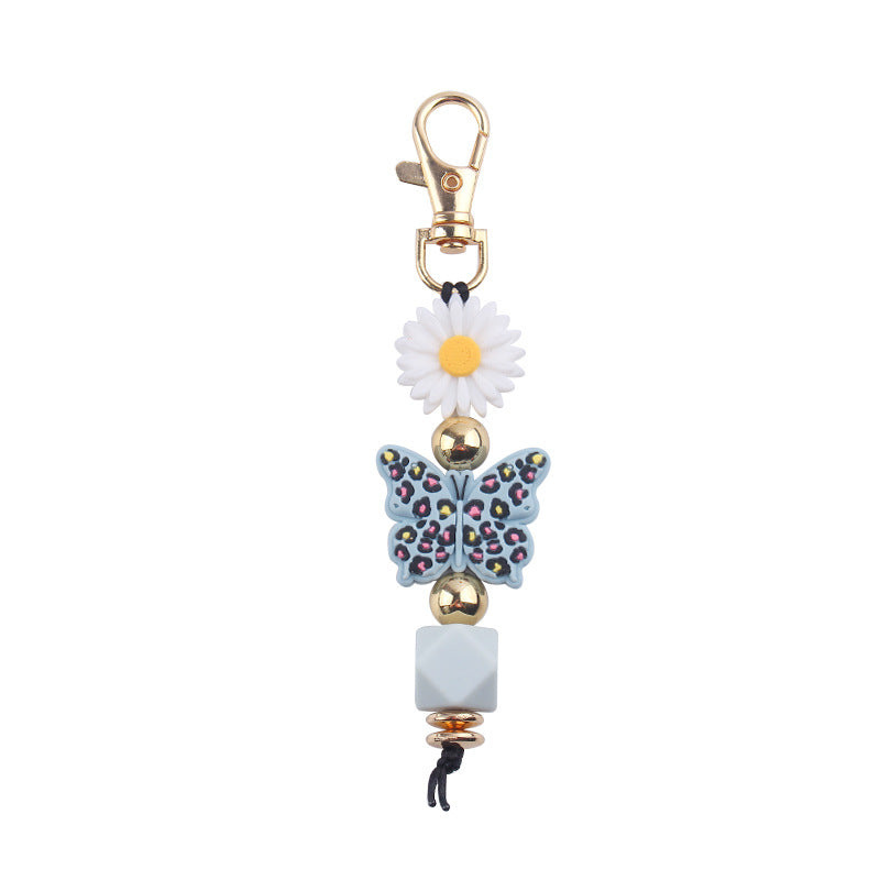 Wholesale Cartoon Colorful Butterfly Silicone Beaded Lanyard Keychain